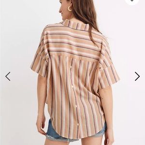 Madewell Courier Button-Back Shirt in Rainbow Stripe